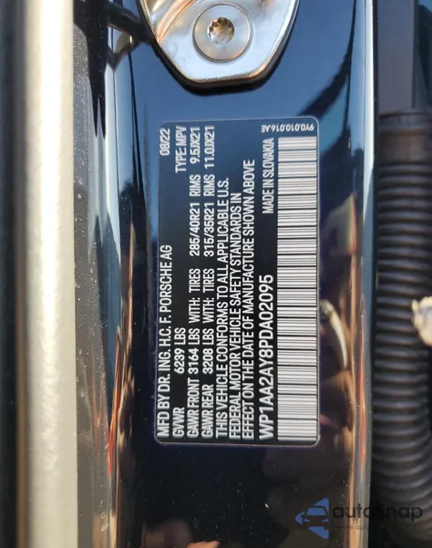 2023 Porsche Cayenne Base z USA, uszkodzony, nr VIN WP1AA2AY8PDA02095